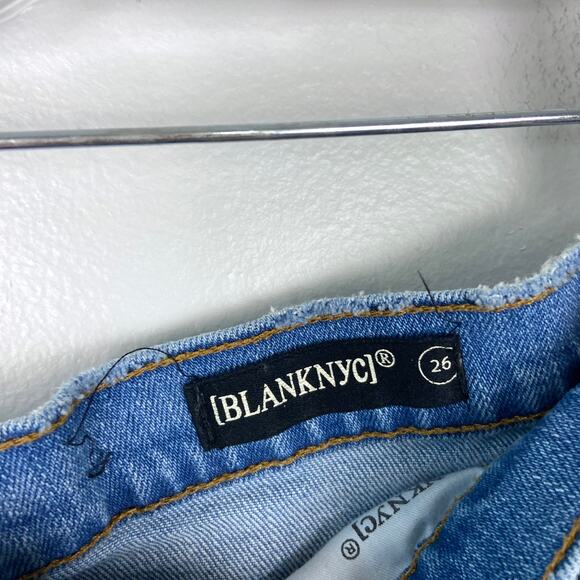 Blank NYC Frayed Hem Mini Skirt Denim Ruffle Raw Hem Asymmetrical Jean Skirt 26 - Picture 12 of 14